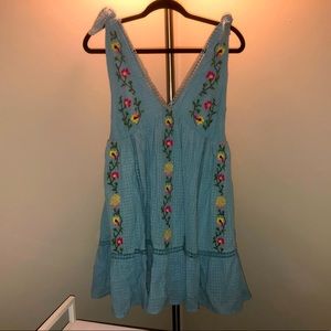 W Small Urban Outfitters Forever Embroidered Mini Babydoll Dress